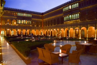 Central courtyard at night